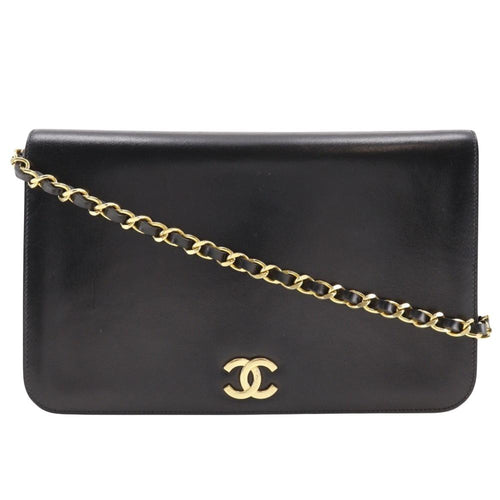 Black Leather Chanel Shoulder Bag