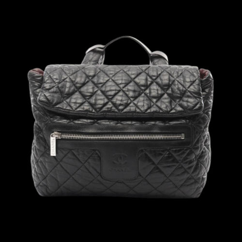 Black Leather Chanel Backpack