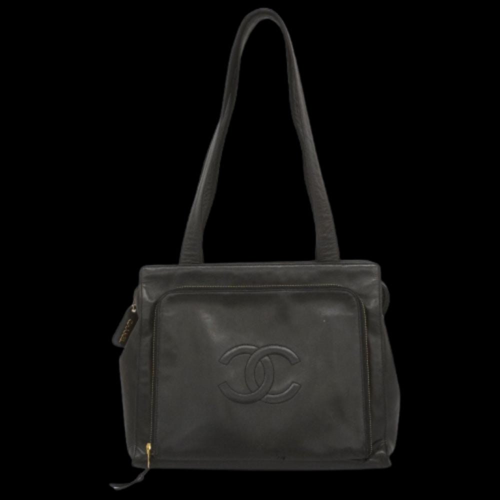 Black Leather Chanel Shoulder Bag