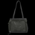 Black Leather Chanel Shoulder Bag