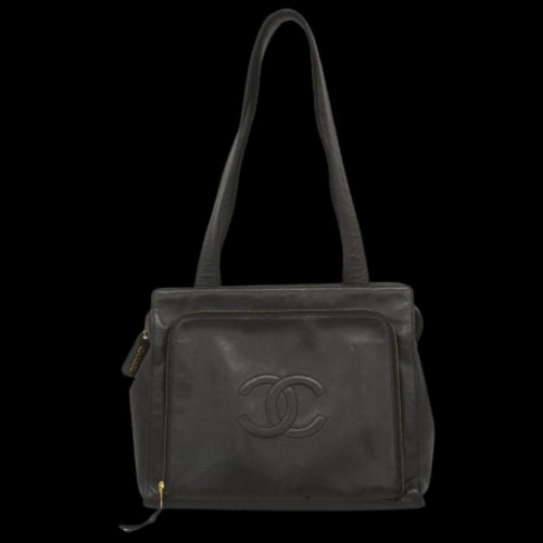 Black Leather Chanel Shoulder Bag