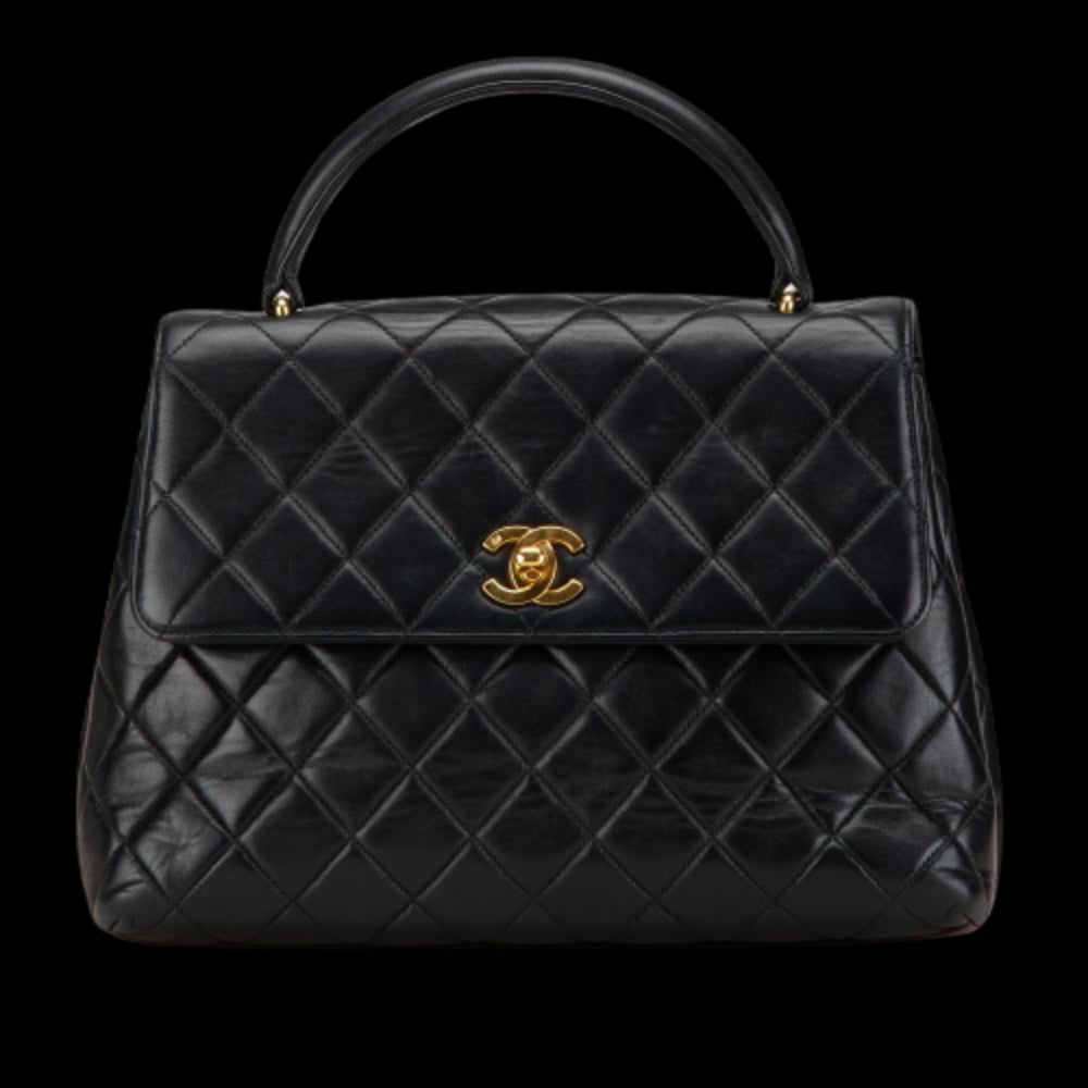 Black Leather Chanel Flap Bag