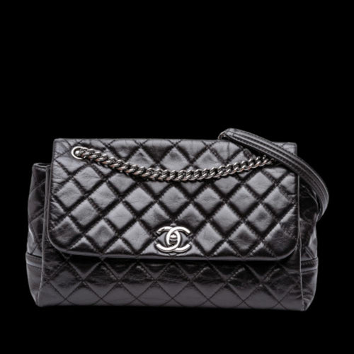 Black Leather Chanel Flap Bag