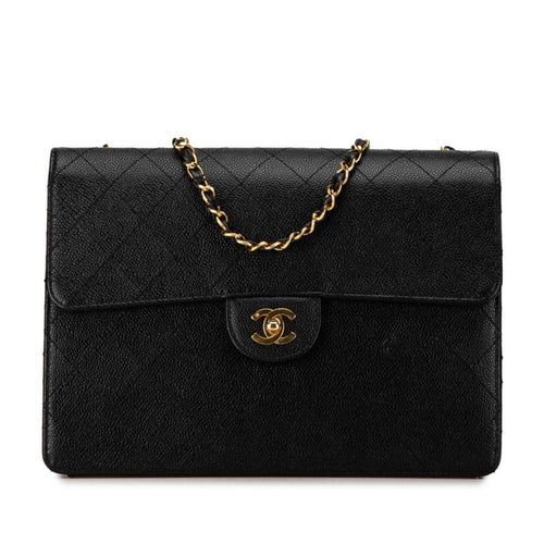 Black Leather Chanel Flap Bag