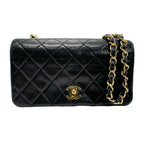 Black Leather Chanel Shoulder Bag