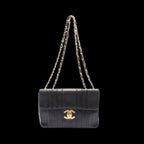 Black Leather Chanel Flap Bag
