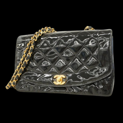 Black Leather Chanel Shoulder Bag