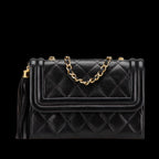 Black Leather Chanel Flap Bag