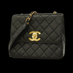 Black Leather Chanel Shoulder Bag