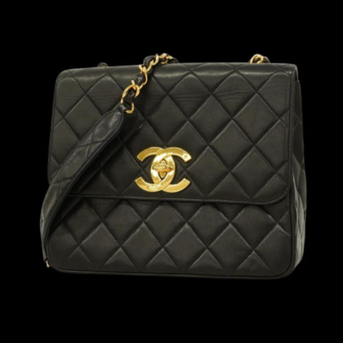 Black Leather Chanel Shoulder Bag