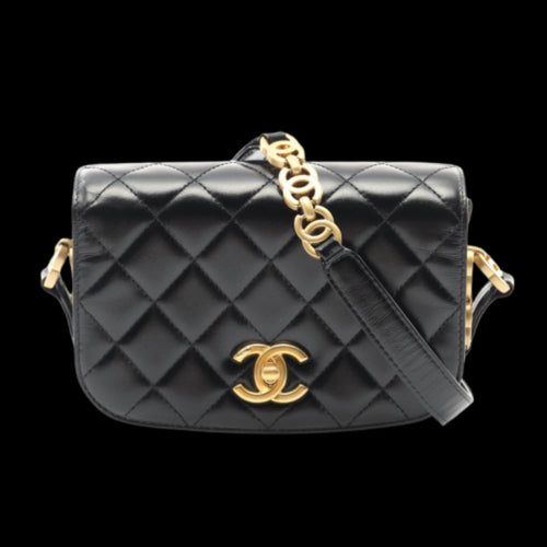 Black Leather Chanel Shoulder Bag