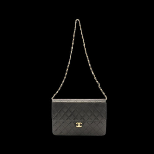 Black Leather Chanel Shoulder Bag