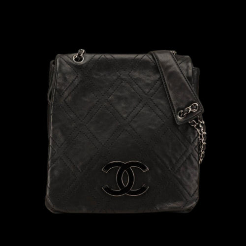 Black Leather Chanel Crossbody Bag