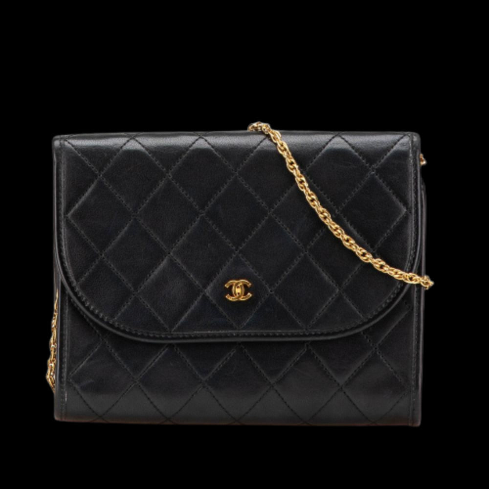 Black Leather Chanel Flap Bag