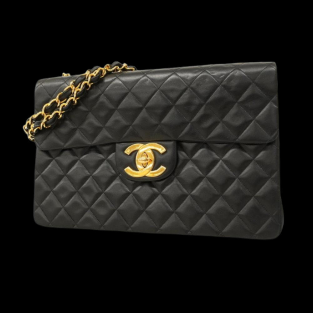 Black Leather Chanel Shoulder Bag