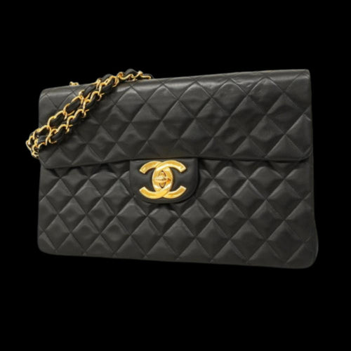 Black Leather Chanel Shoulder Bag