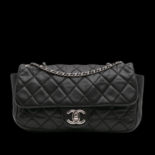Black Leather Chanel Flap Bag