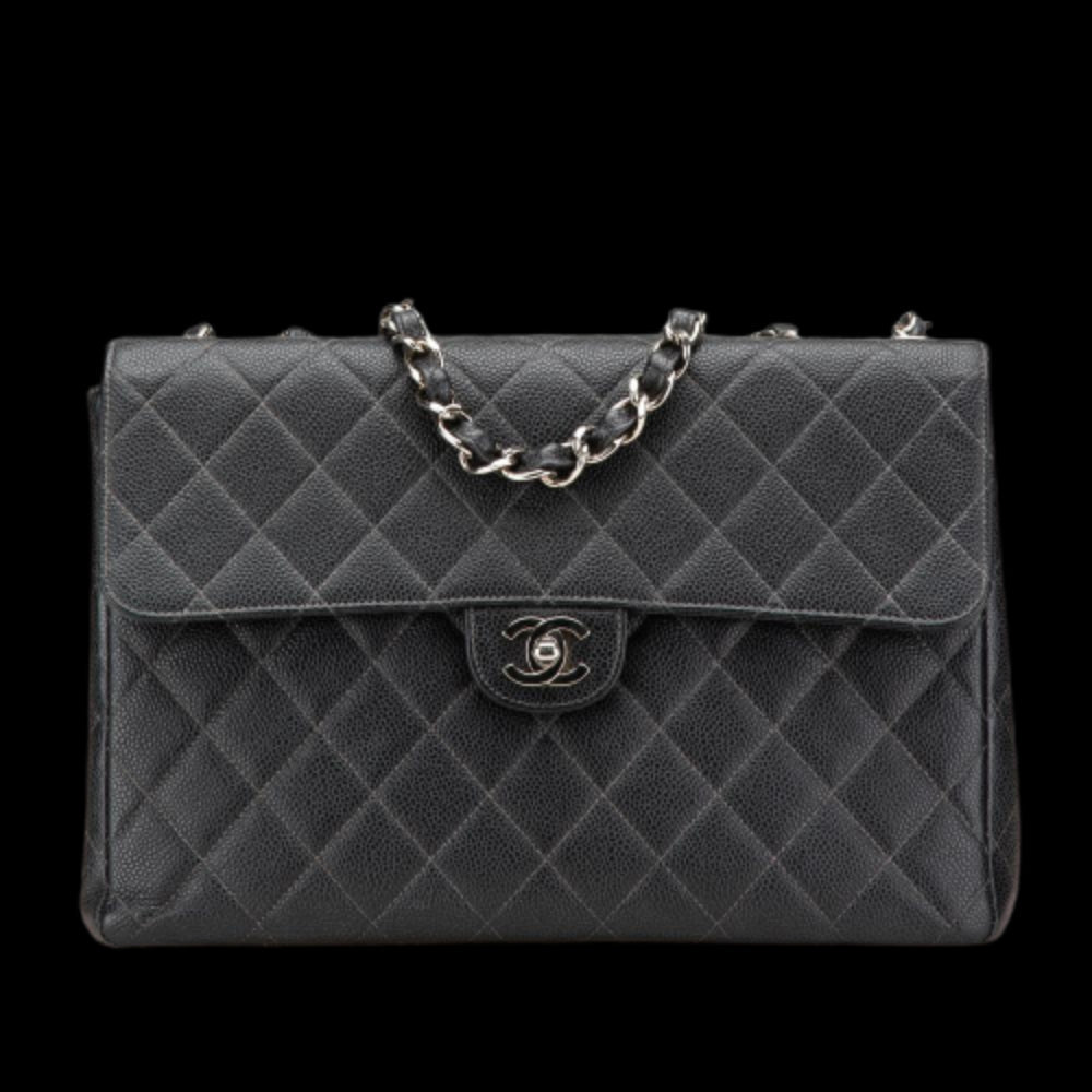 Black Leather Chanel Flap Bag