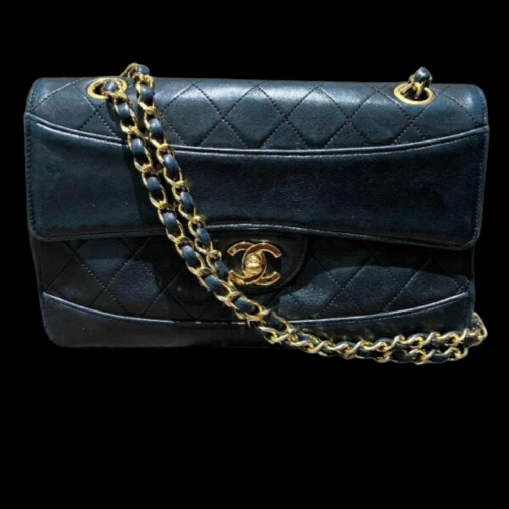 Black Leather Chanel Flap Bag