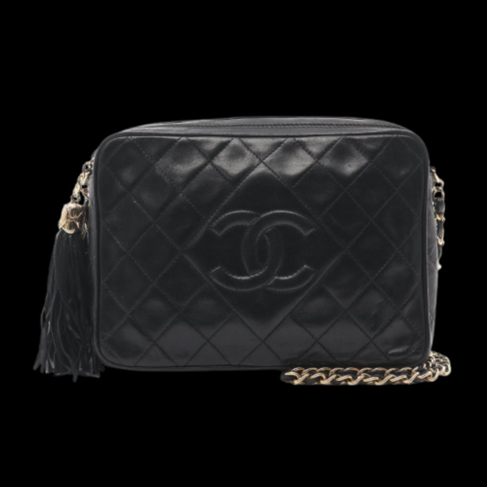 Black Leather Chanel Shoulder Bag
