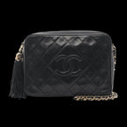 Black Leather Chanel Shoulder Bag