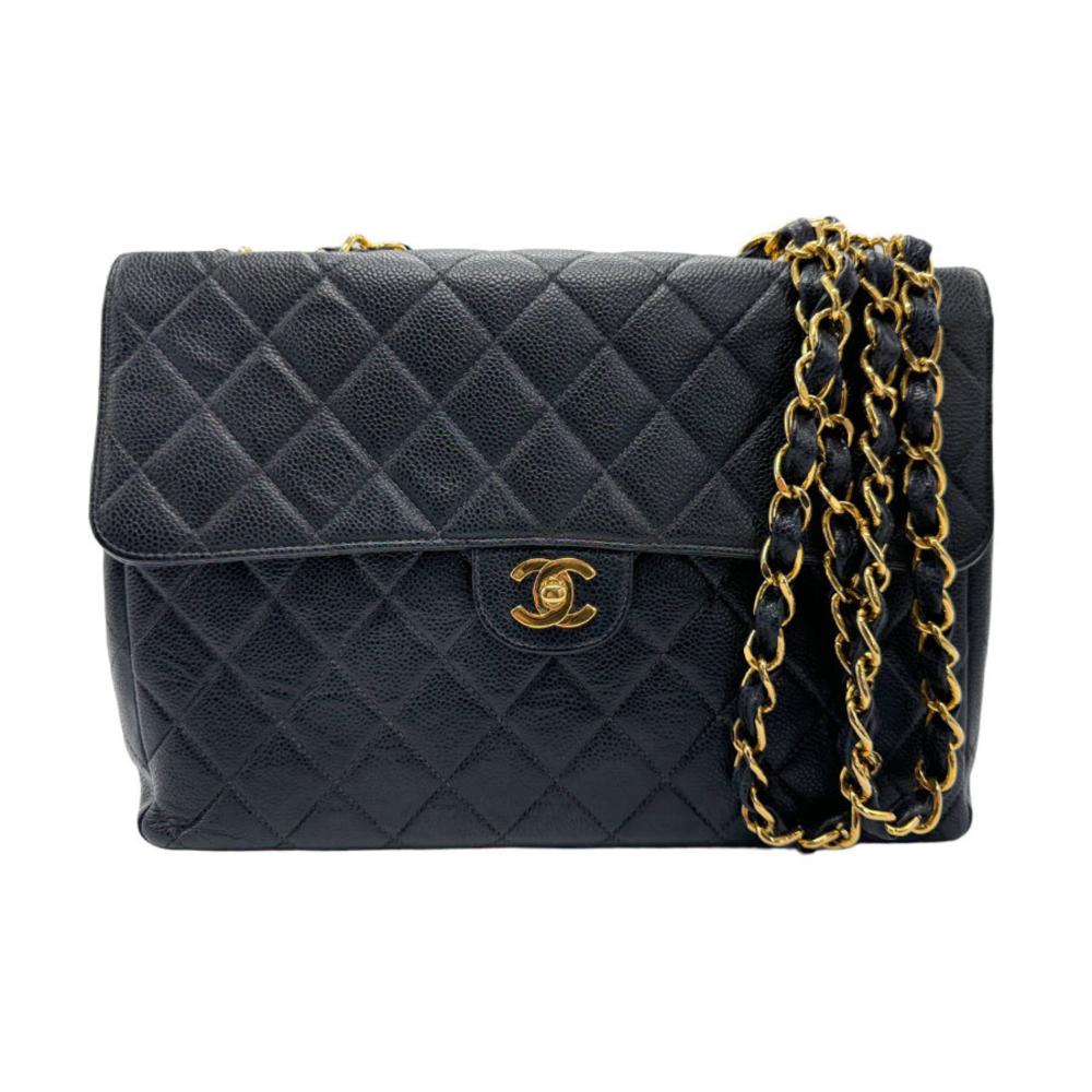 Black Leather Chanel Shoulder Bag