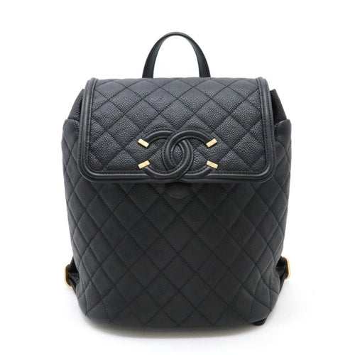 Black Leather Chanel Backpack