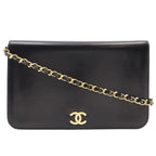 Black Leather Chanel Shoulder Bag