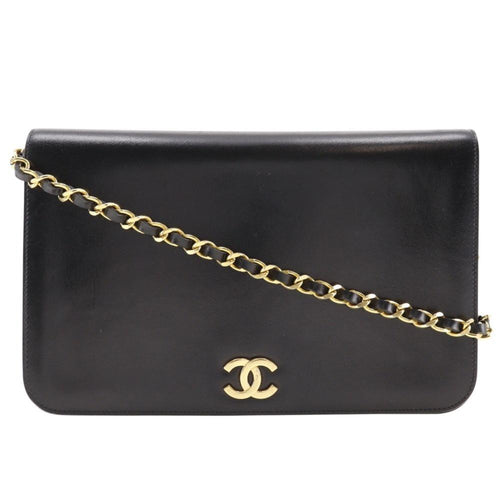 Black Leather Chanel Shoulder Bag