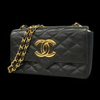 Black Leather Chanel Crossbody Bag