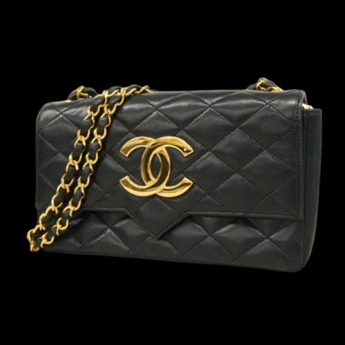 Black Leather Chanel Crossbody Bag