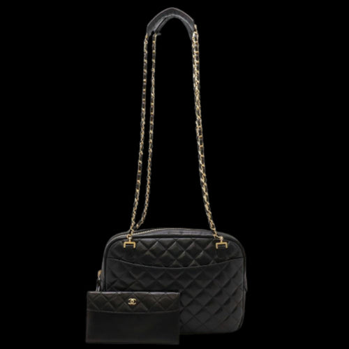 Black Leather Chanel Shoulder Bag