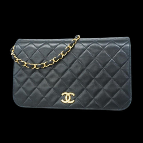 Black Leather Chanel Shoulder Bag