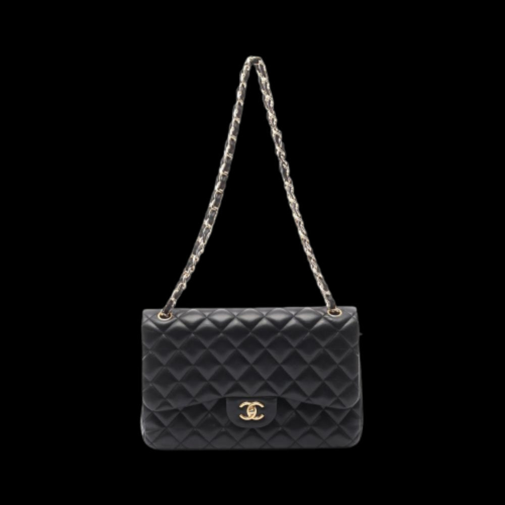 Black Leather Chanel Flap Bag