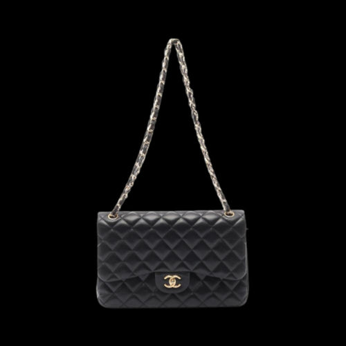 Black Leather Chanel Flap Bag