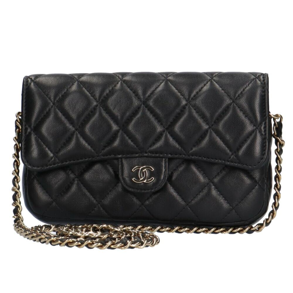 Black Leather Chanel Shoulder Bag