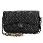 Black Leather Chanel Shoulder Bag