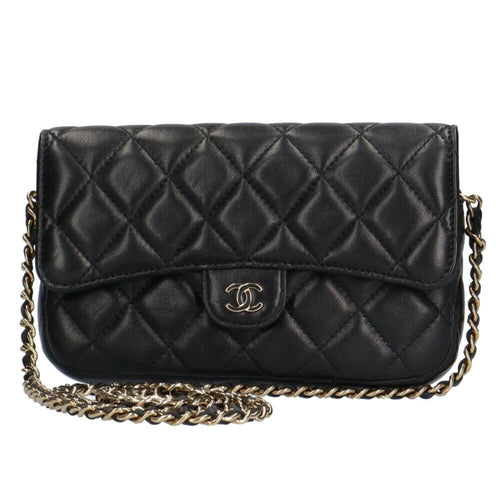 Black Leather Chanel Shoulder Bag
