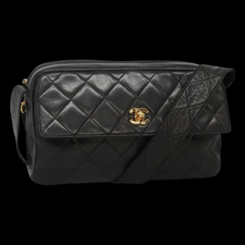 Black Leather Chanel Shoulder Bag