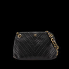 Black Leather Chanel Shoulder Bag