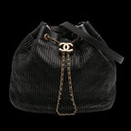 Black Leather Chanel Bucket Bag