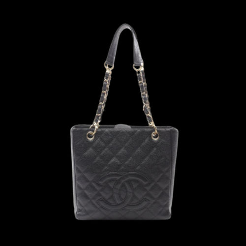 Black Leather Chanel Tote