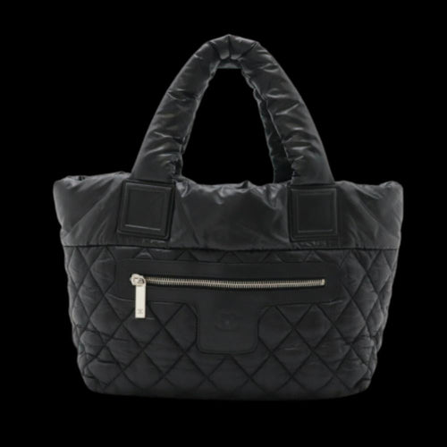 Black Leather Chanel Tote