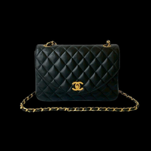 Black Leather Chanel Shoulder Bag