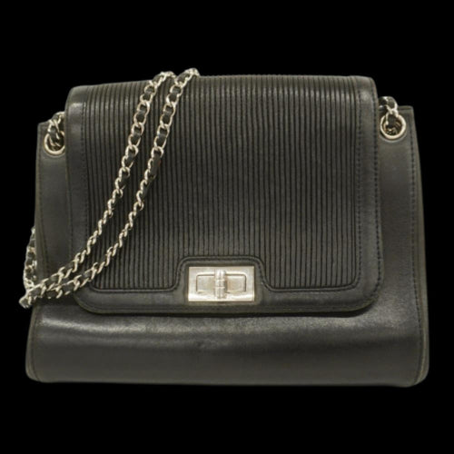 Black Leather Chanel Shoulder Bag