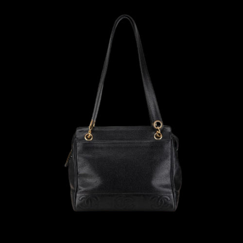 Black Leather Chanel Shoulder Bag