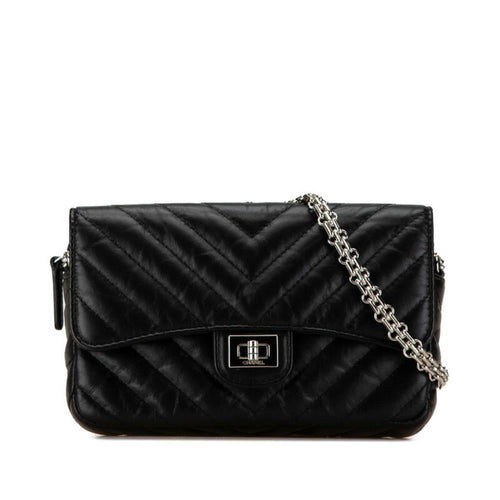 Black Leather Chanel Shoulder Bag