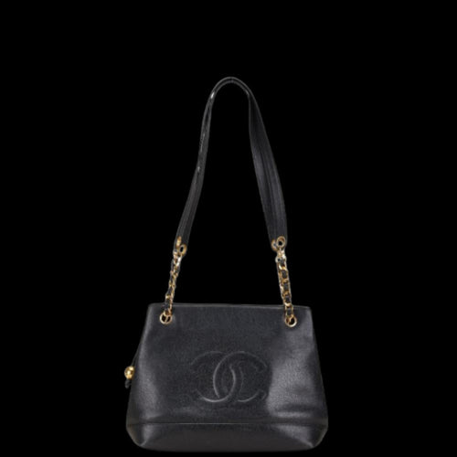 Black Leather Chanel Shoulder Bag