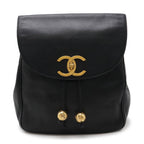 Black Leather Chanel Backpack