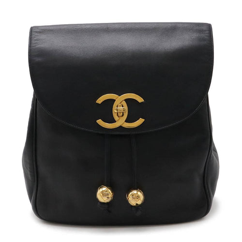 Black Leather Chanel Backpack